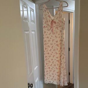 Floral Pink and White Sleeveless Dress